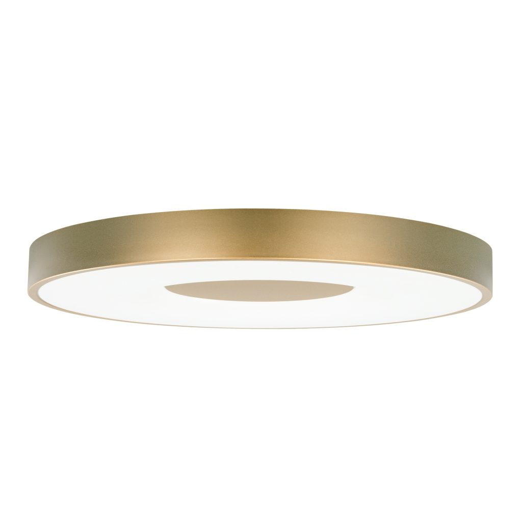 Iluminación con plafón de techo Mantra Coin en oro con luz regulable y mando a distancia