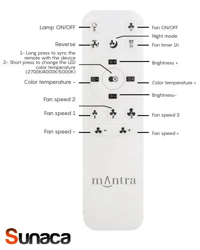 Ventilador retráctil Mantra Aloha II Blanco Luz LED 48,8-83 cm