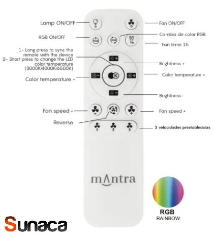 Ventilador Mantra Gamer BIG Negro Transparentes Luz LED 55,6 cm