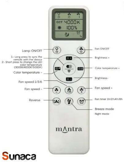 Ventilador Mantra Nepal II MINI Blanco Madera clara Luz LED 75 cm