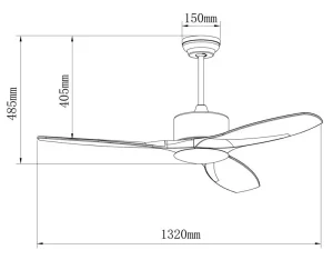 Medidas de ventilador de techo Cristalrecord Yarta