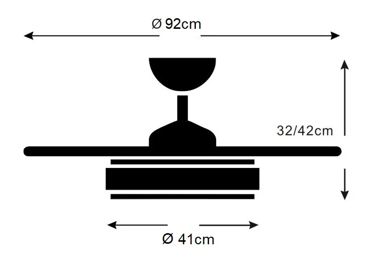 Medidas de Ventilador de techo Melody S P&B con luz