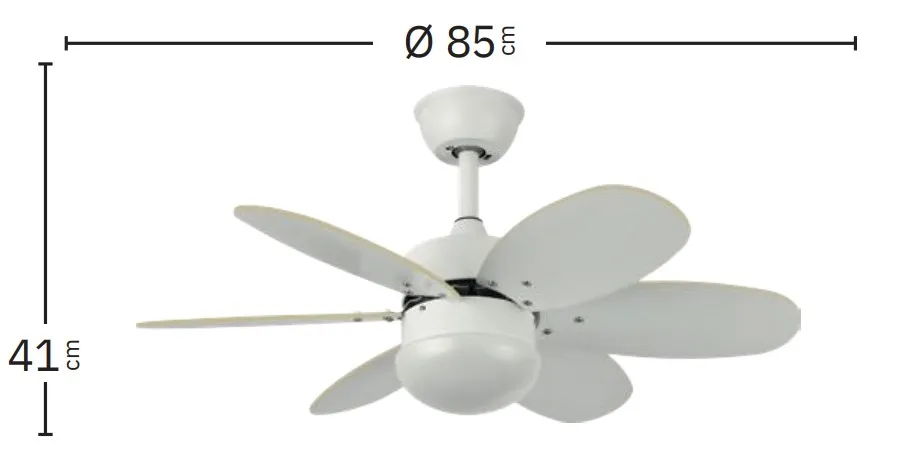 Medidas de Ventilador de techo Alves Abrila con luz