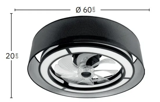 Medidas de Ventilador de techo ANASTASIA Abrila con luz