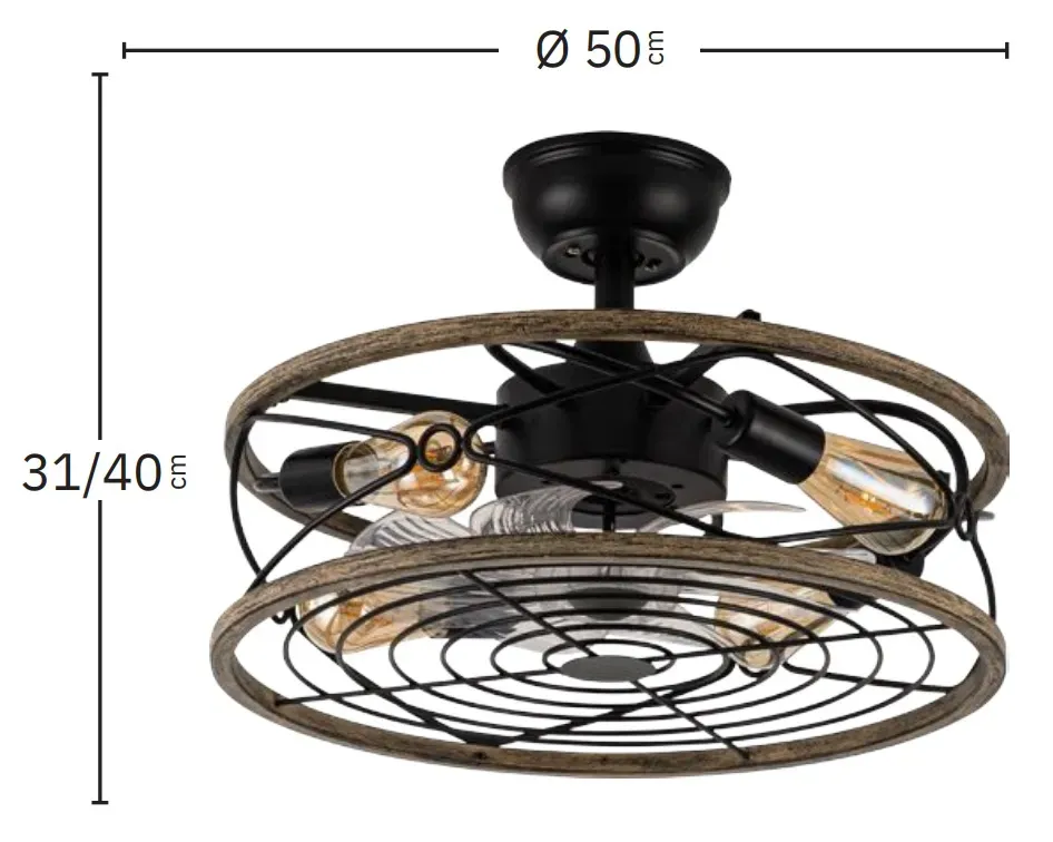 Medidas de Ventilador de techo ARCADIA Abrila con luz