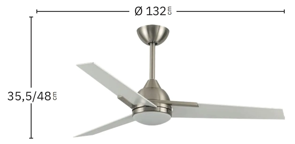 Medidas de Ventilador de techo Argestes Abrila con luz