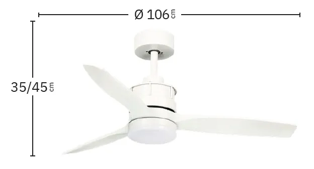 Medidas de Ventilador de techo Barrax Abrila con luz