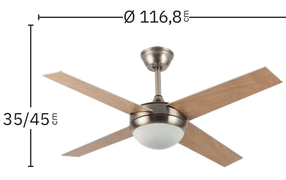 Medidas de Ventilador de techo Ciro Abrila con luz