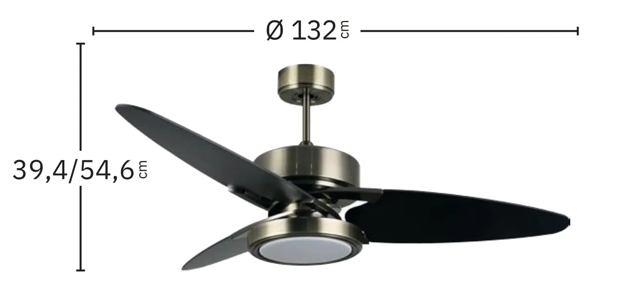 Medidas de Ventilador de techo Cross Abrila con luz