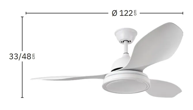 Medidas de Ventilador de techo Datoo Abrila con luz