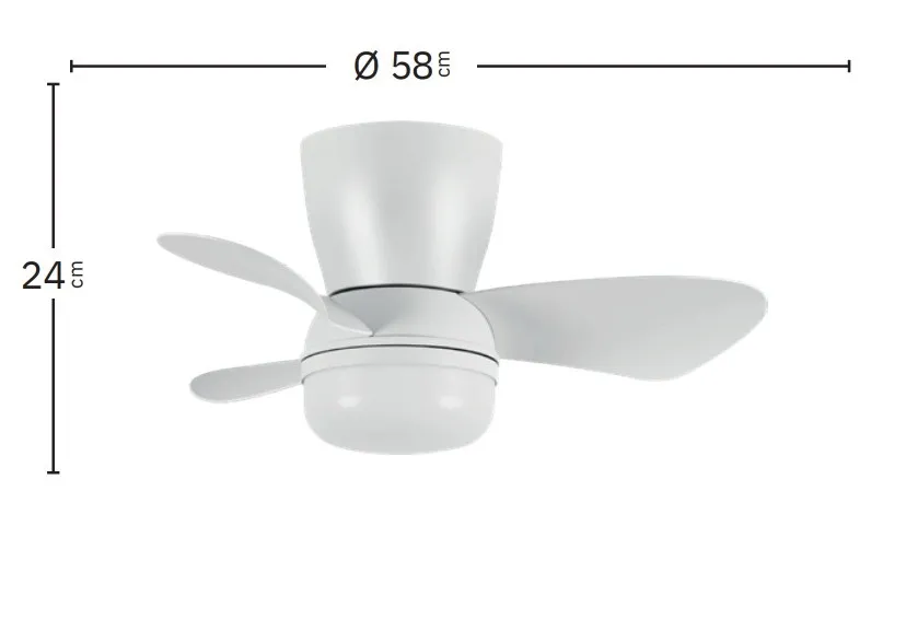 Medidas de Ventilador de techo Enoc Abrila con luz