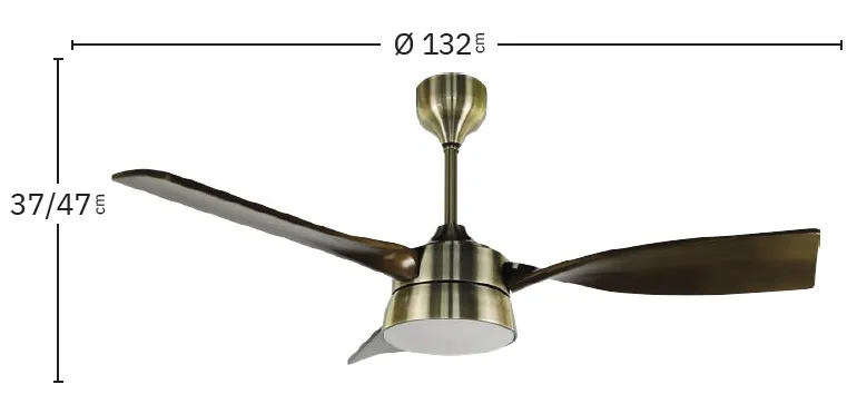Medidas de Ventilador de techo Estio Abrila con luz