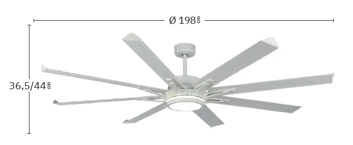 Medidas de Ventilador de techo Grado Abrila con luz