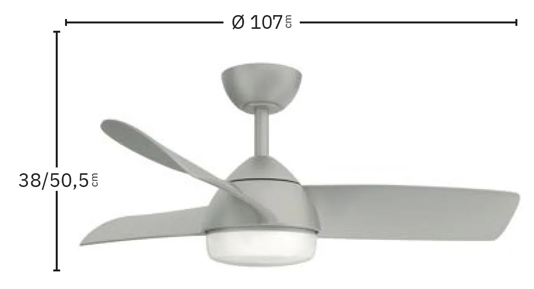 Medidas de Ventilador de techo Haur Abrila con luz