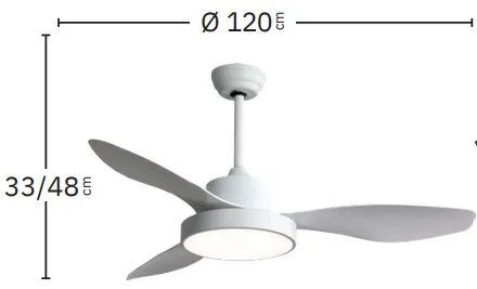 Medidas de Ventilador de techo Hayate Abrila con luz
