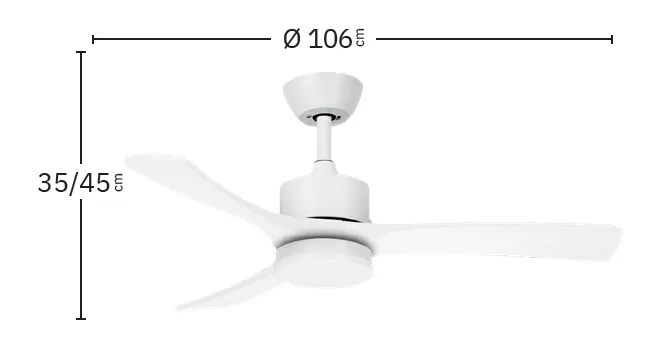 Medidas de Ventilador de techo Hellin Abrila con luz