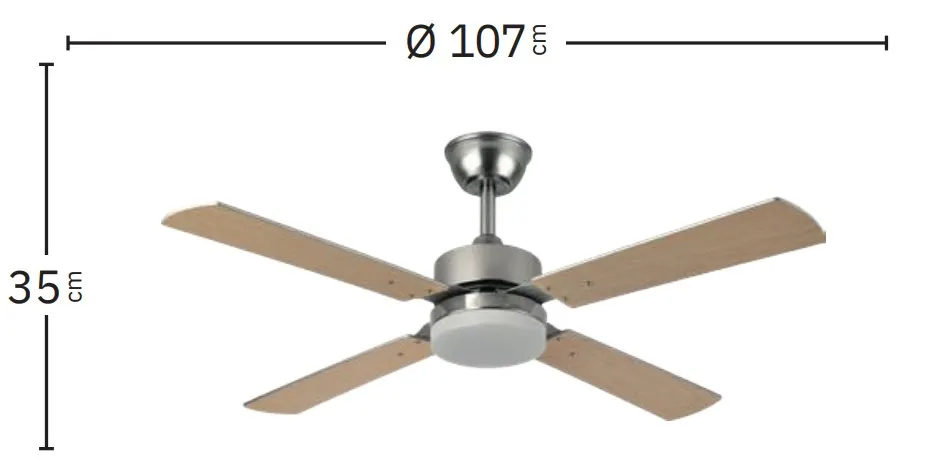 Medidas de Ventilador de techo Hupe Abrila con luz