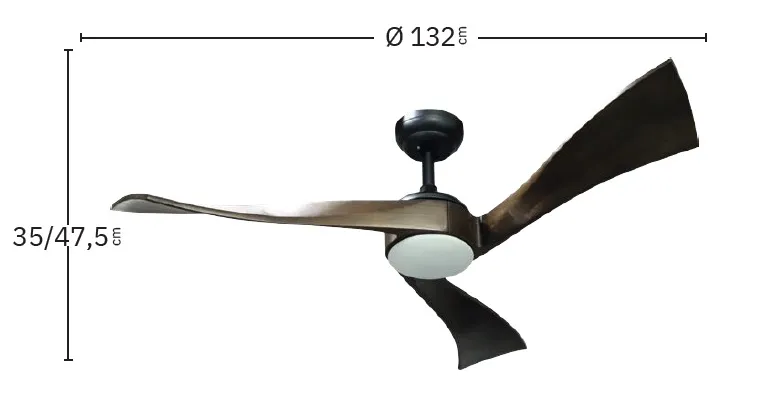 Medidas de Ventilador de techo Janubi Abrila con luz