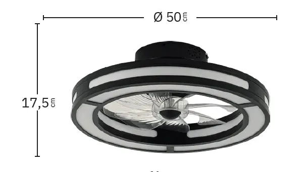 Medidas de Ventilador de techo KASTORIA Abrila con luz