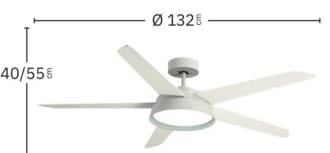 Medidas de Ventilador de techo Lebeche Abrila con luz