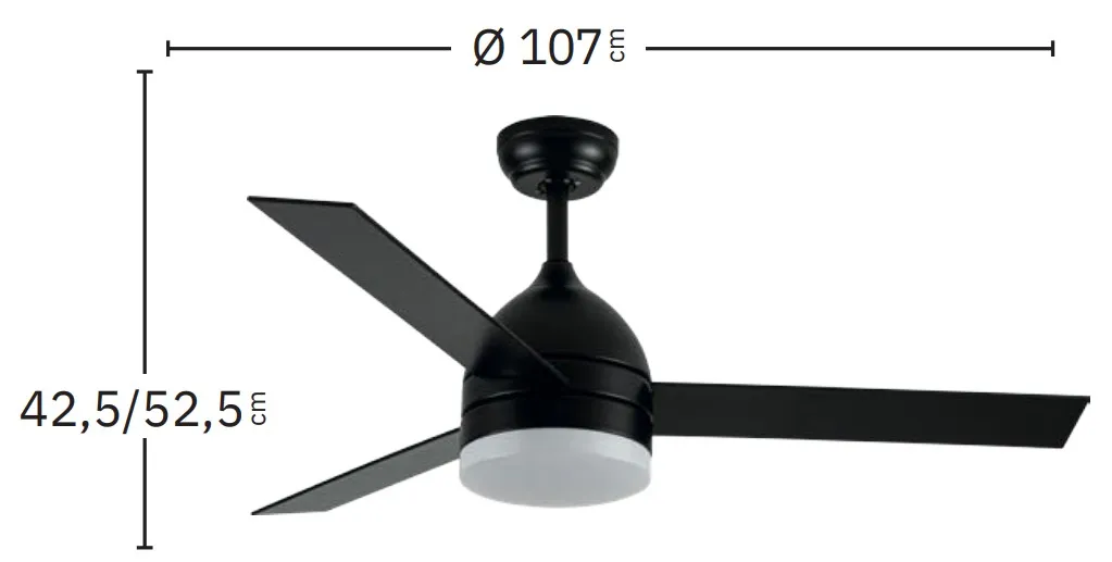 Medidas de Ventilador de techo Legio Abrila con luz