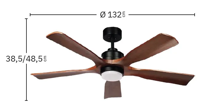Medidas de Ventilador de techo Letur Abrila con luz