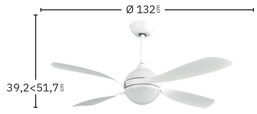 Medidas de Ventilador de techo Livorno Abrila con luz