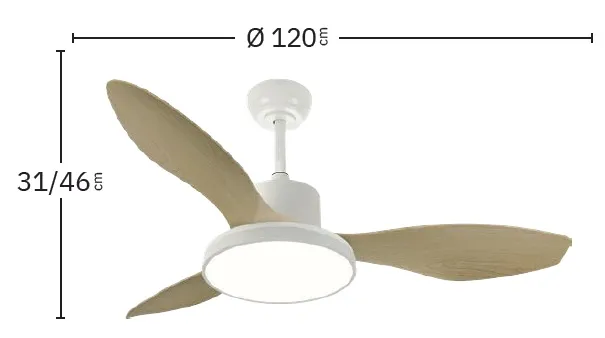 Medidas de Ventilador de techo Mandala Abrila con luz