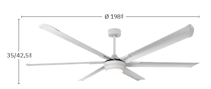 Medidas de Ventilador de techo Marea Abrila con luz