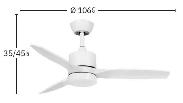 Medidas de Ventilador de techo Montiel Abrila con luz