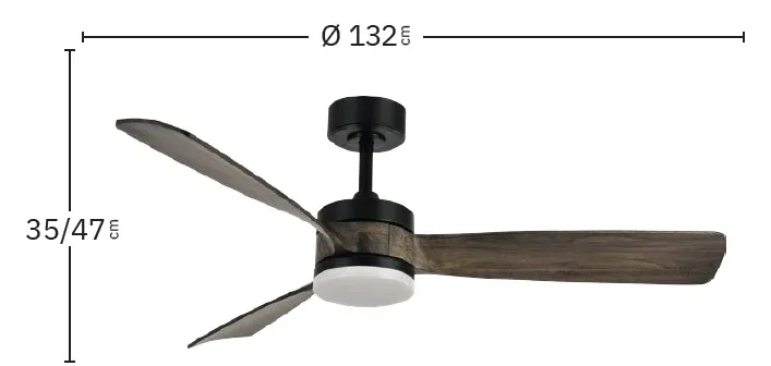 Medidas de Ventilador de techo Oriente Abrila con luz