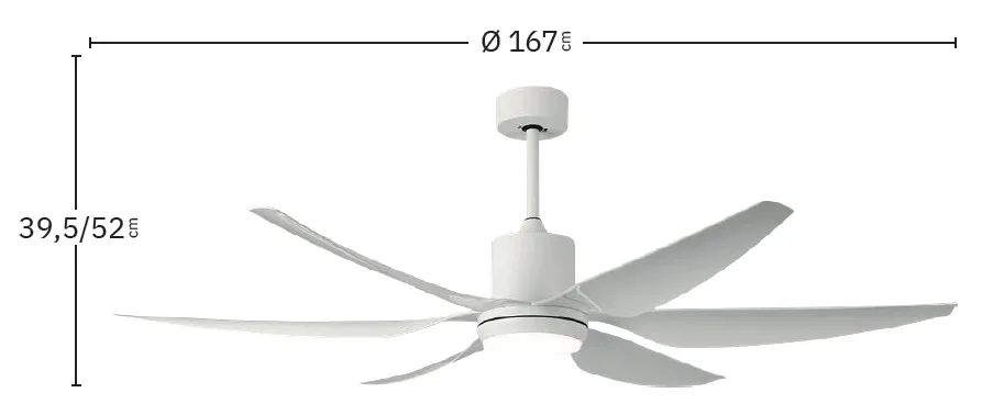 Medidas de Ventilador de techo Otto Abrila con luz