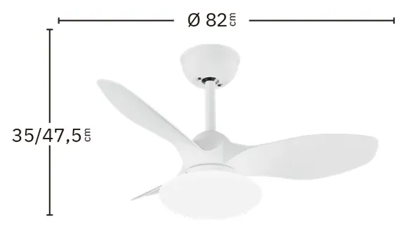 Medidas de Ventilador de techo Paramo Abrila con luz