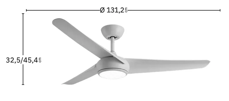 Medidas de Ventilador de techo Patras Abrila con luz