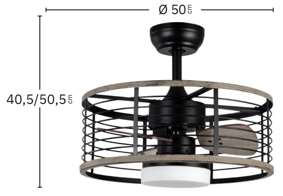 Medidas de Ventilador de techo PELLA Abrila con luz