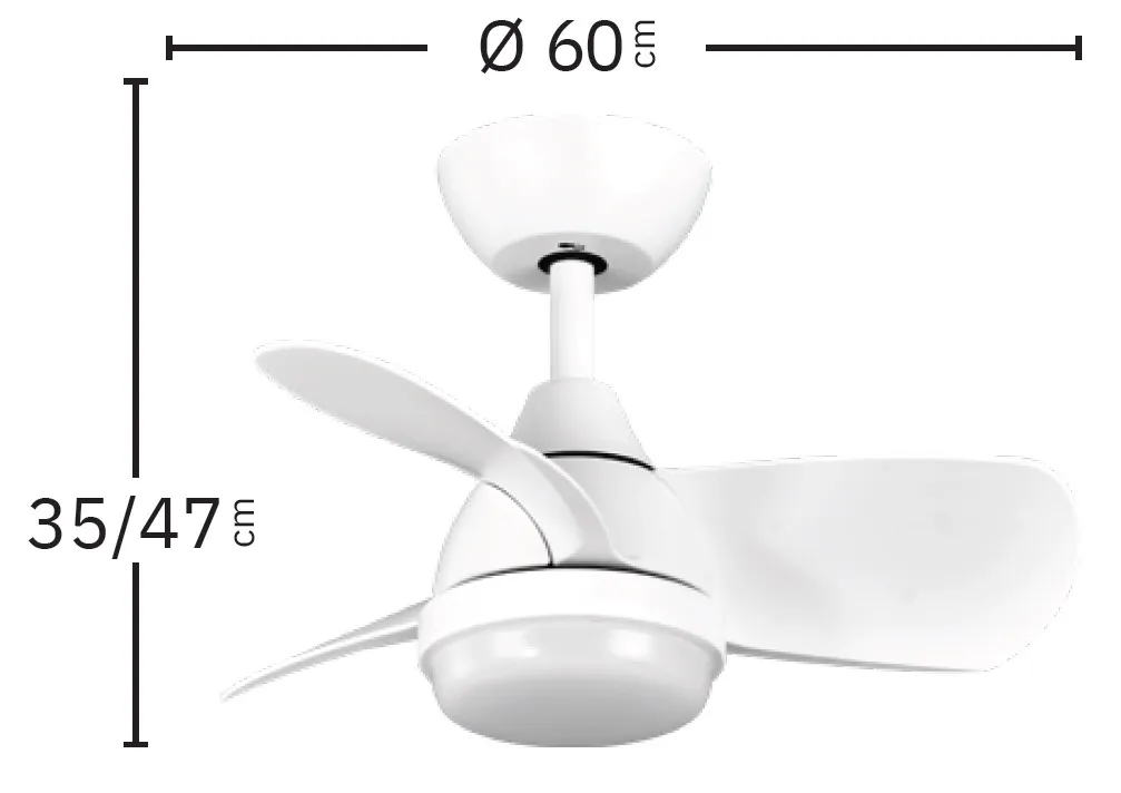 Medidas de Ventilador de techo Pirdo Abrila con luz