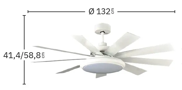 Medidas de Ventilador de techo Pireo Abrila con luz