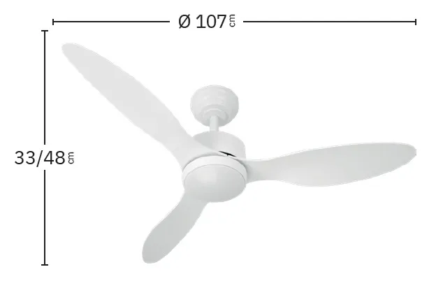 Medidas de Ventilador de techo Serpa Abrila con luz