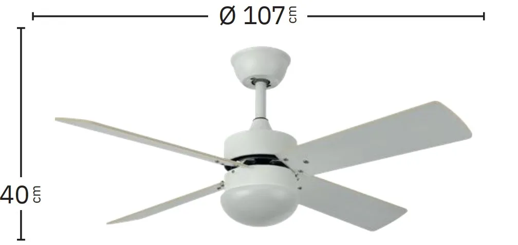 Medidas de Ventilador de techo Sofia Abrila con luz