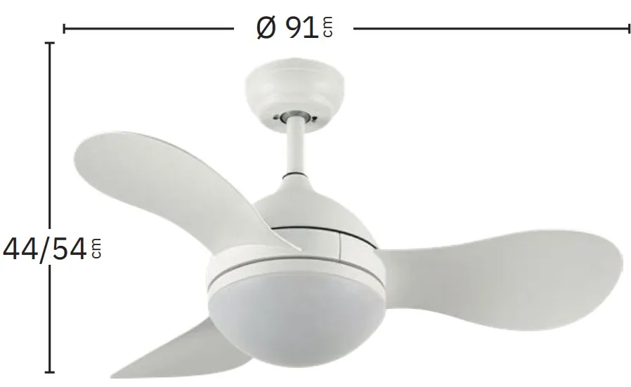 Medidas de Ventilador de techo Solido Abrila con luz