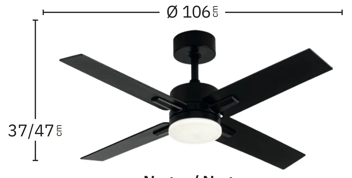 Medidas de Ventilador de techo Talco Abrila con luz