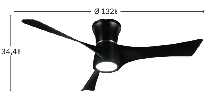 Medidas de Ventilador de techo Tianas Abrila con luz