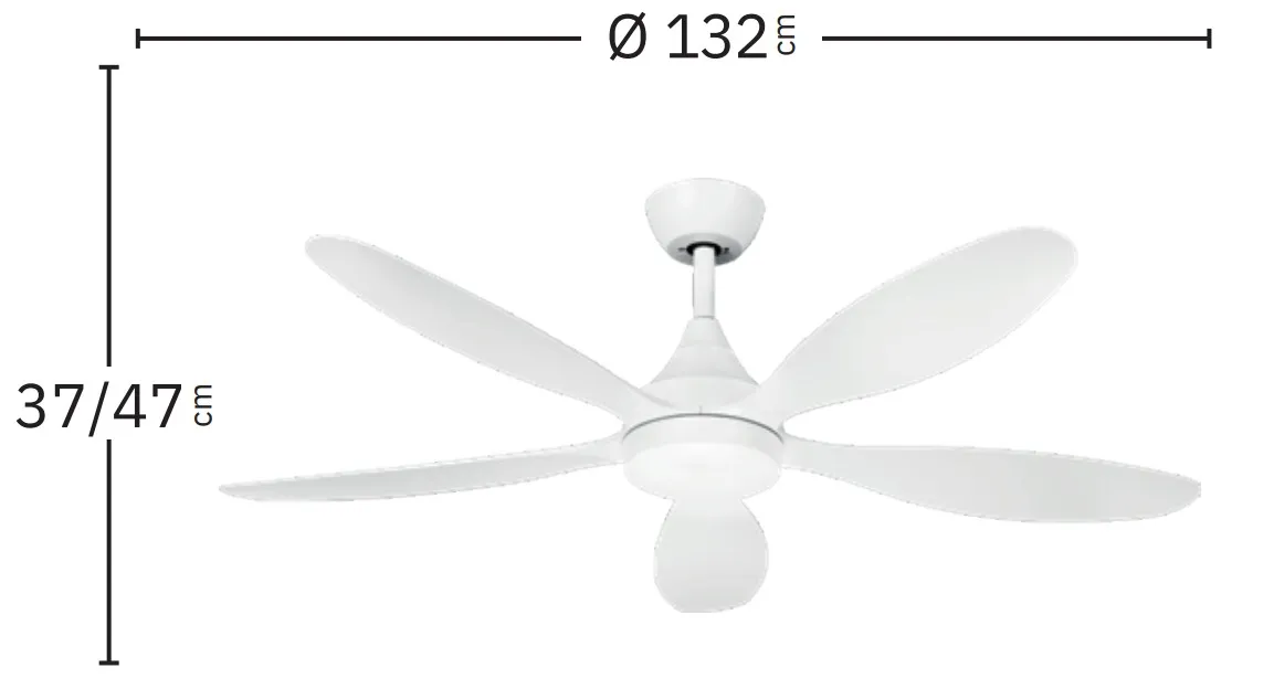 Medidas de Ventilador de techo Tobarra Abrila con luz