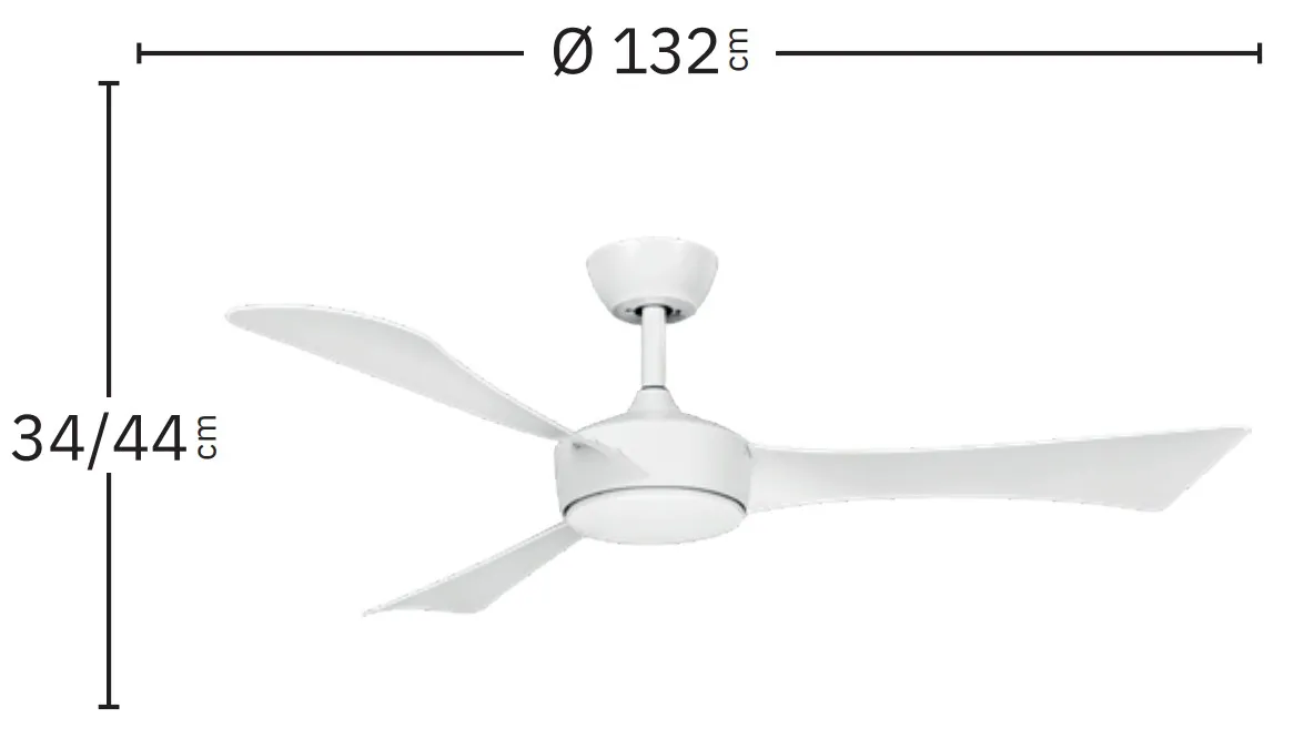 Medidas de Ventilador de techo Torino Abrila con luz