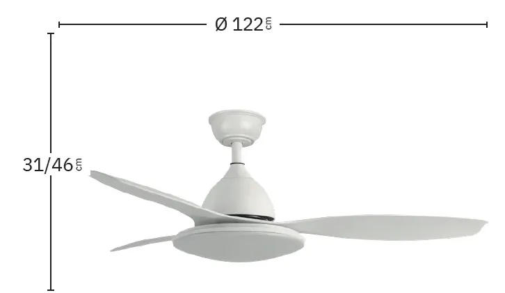 Medidas de Ventilador de techo Yael Abrila con luz