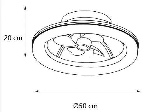 Medidas de Ventilador de techo Arco ALEMAR con luz