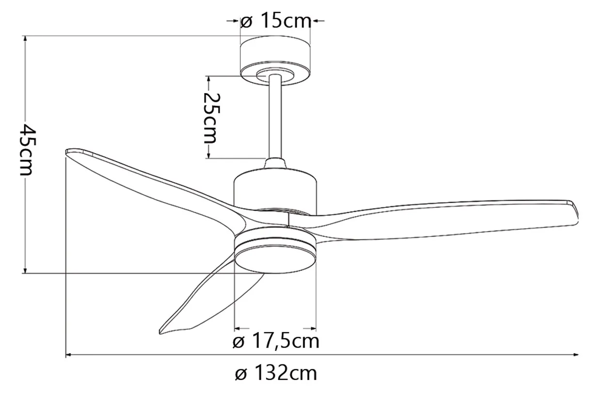 Medidas de Ventilador de techo Madeira ALEMAR con luz