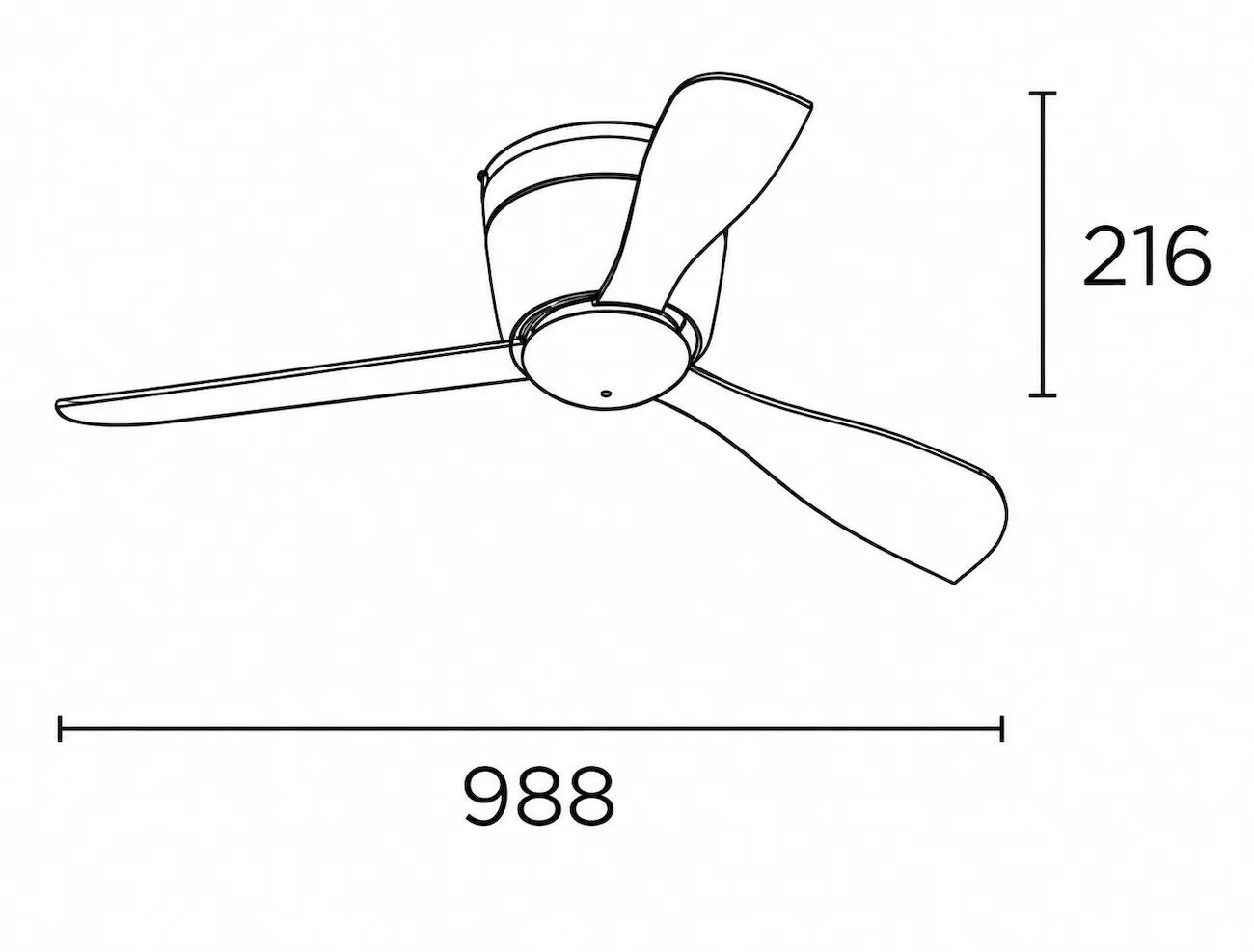 Medidas de Ventilador de techo BORA FORLIGHT con luz