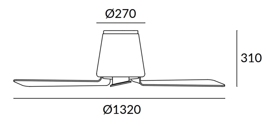 Medidas de Ventilador de techo GARBI FORLIGHT con luz
