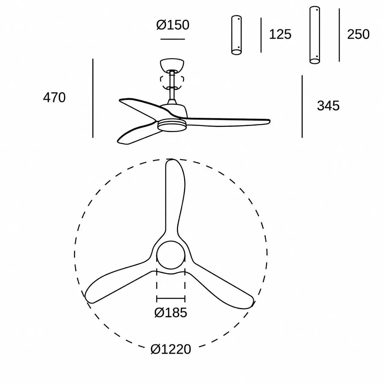 Medidas de Ventilador de techo JULY FORLIGHT con luz